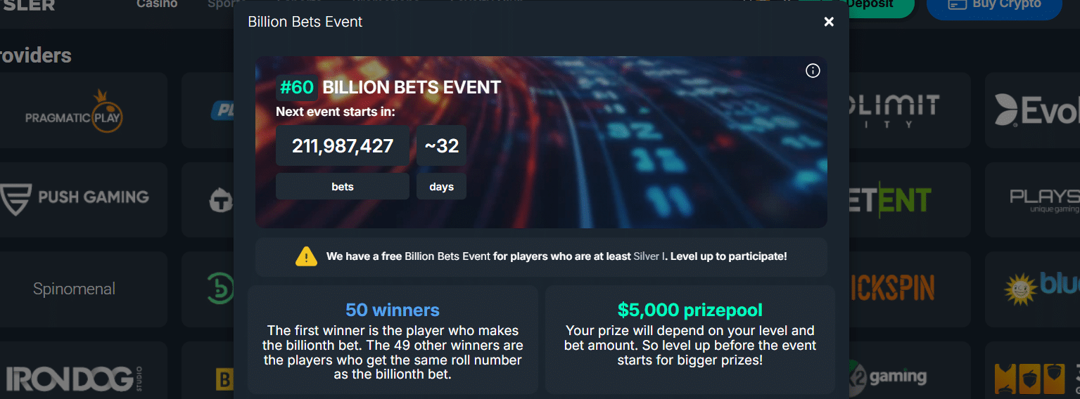 One of the site-run betting competitions at Bitsler