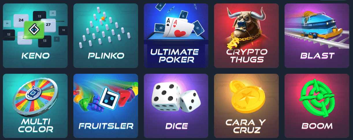 A few of the Bitsler provably fair original games