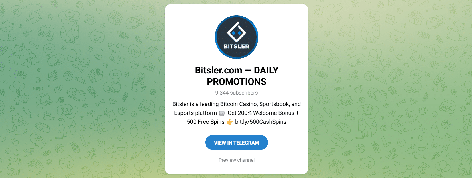 The Bitsler telegram channel - daily promotions