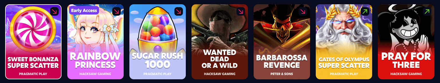 A few of the slots housed at Roobet.com