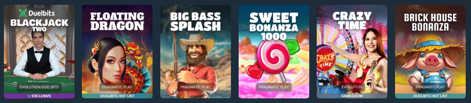 A few of the top games featured at Duelbits casino