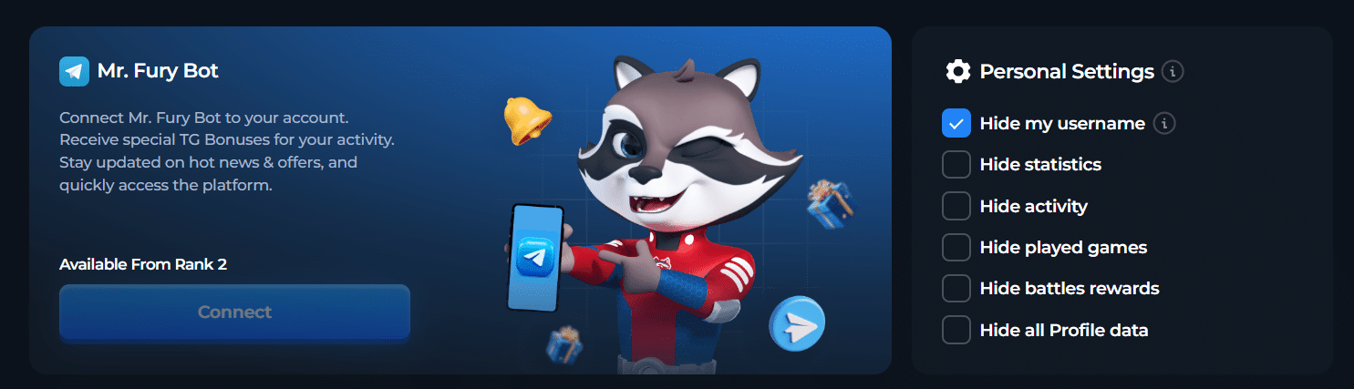 The private gambling options at BetFury, what you can hide from the public here