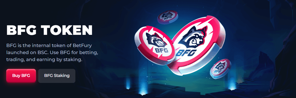 A promo banner for the BetFury token - BFG, one of the top gambling ones