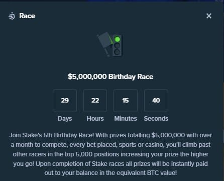 Stake Birthday Race