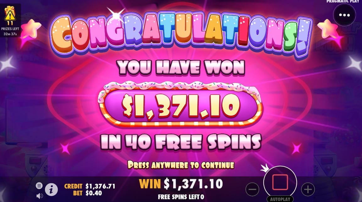 Sugar Rush Slot Win