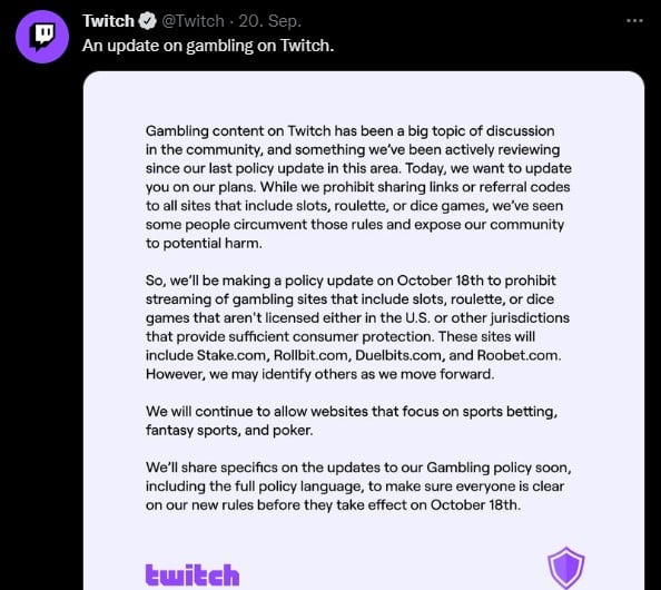 Twitch Gambling Ban