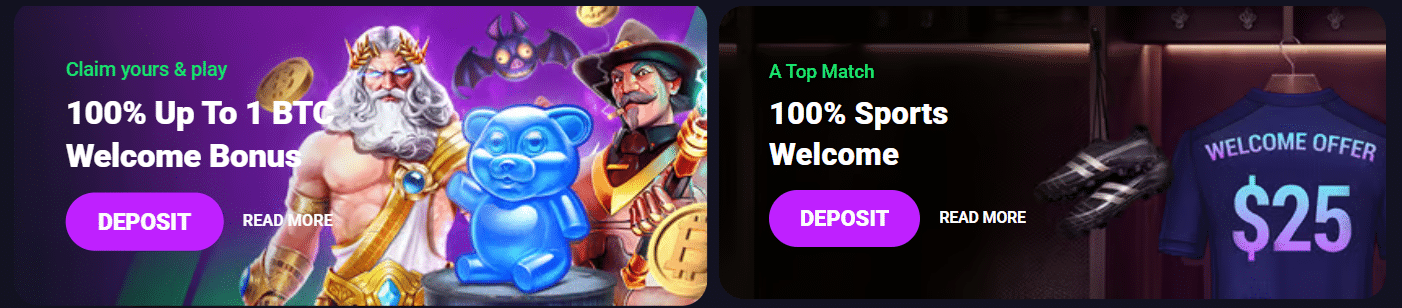 The casino and sports bonus given at sign up at Metaspins