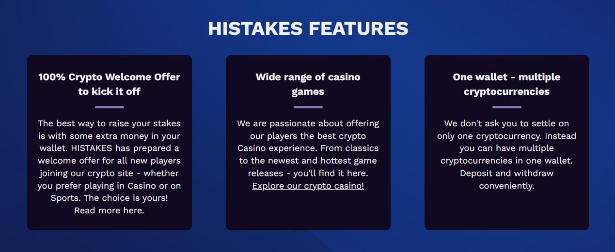 HiStakes Casino Features