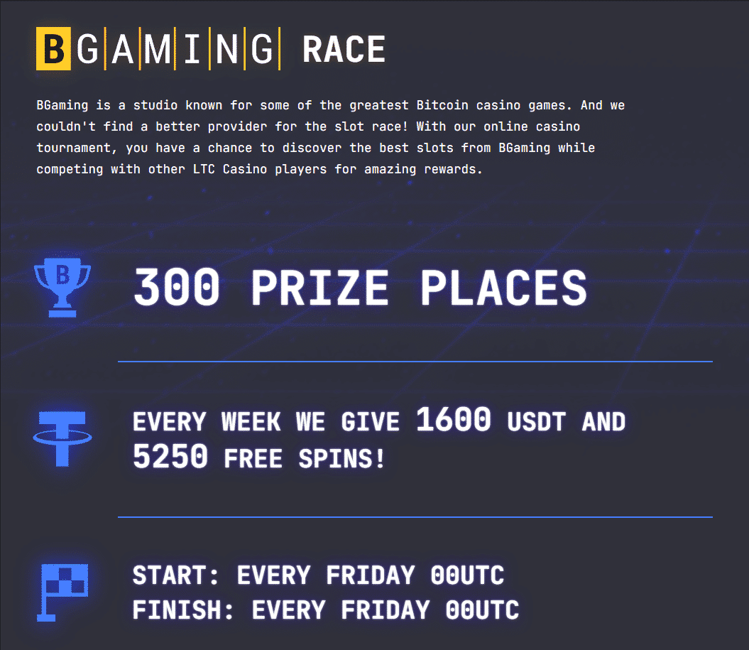 LTC Casino Bgaming Race