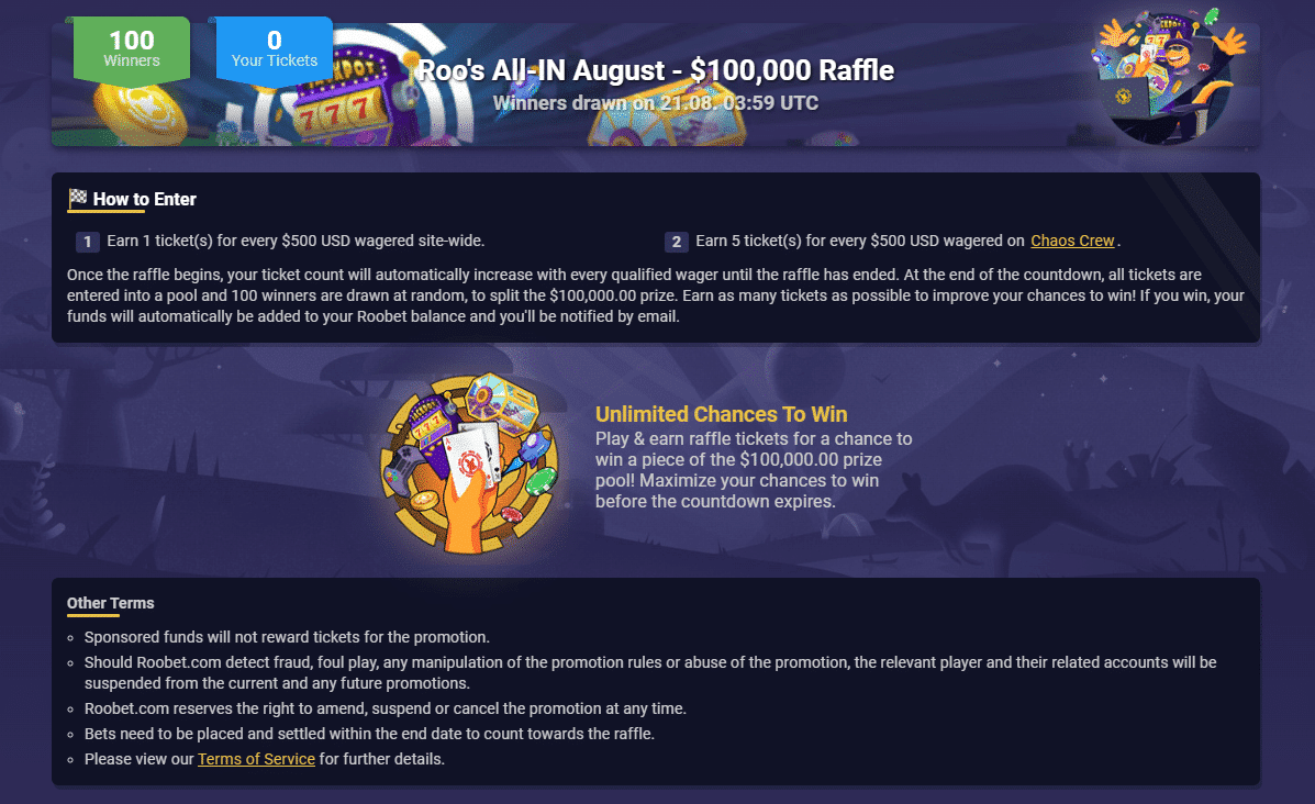 Roobet All in August Raffle