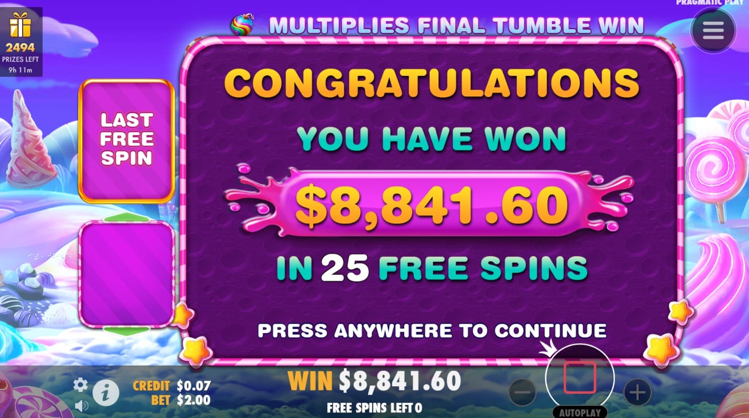 Sweet Bonanza 1000 Slot Win