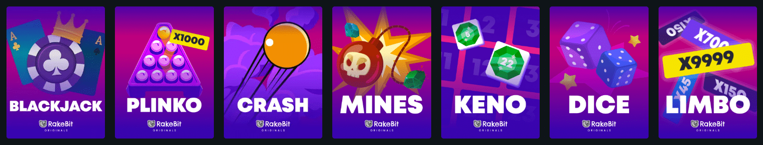 A few of the RakeBit provably fair originals