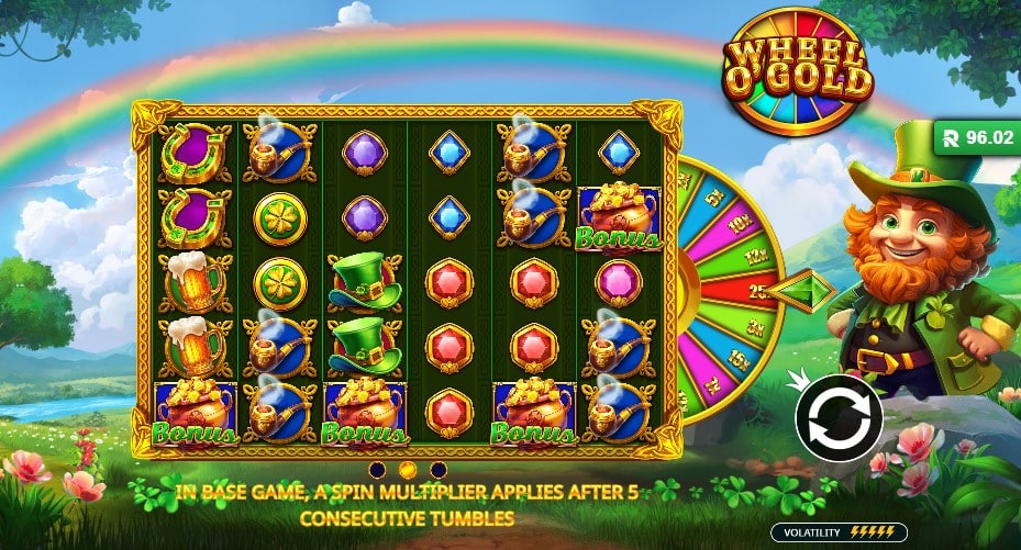 screenshot of Wheel O' Gold Irish theme video slot from Pragmatic Play