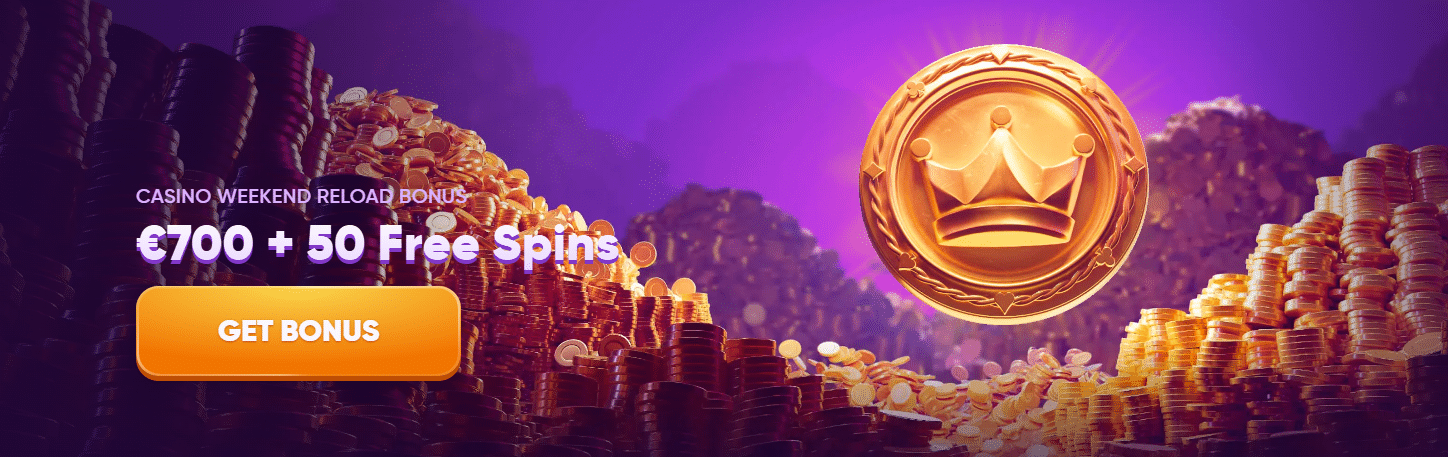 A bonus promo banner for a reload bonus at Kingmaker casino