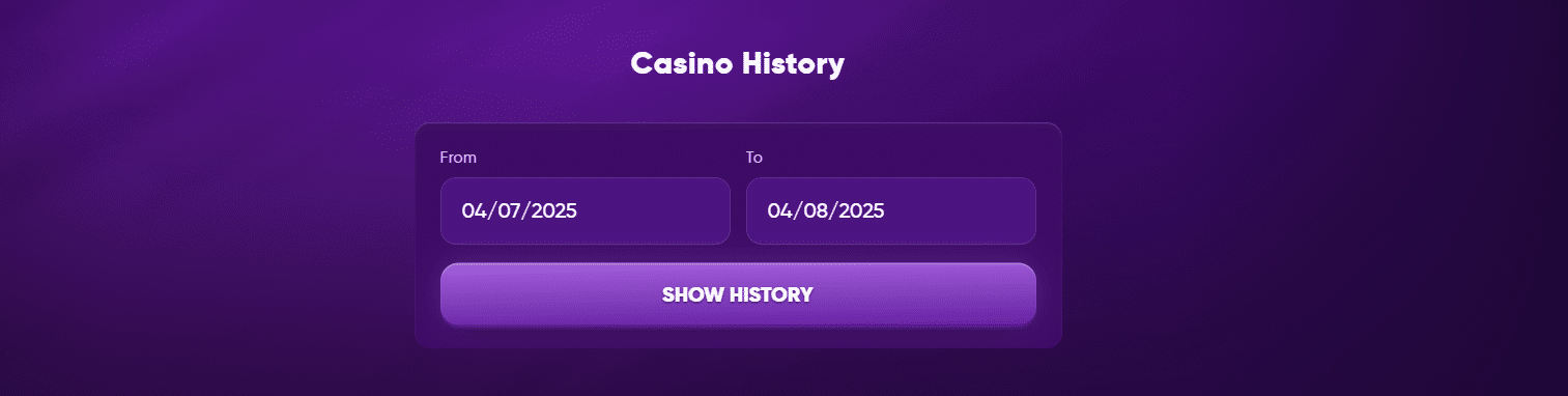 The game and data history window in your Kingmaker account