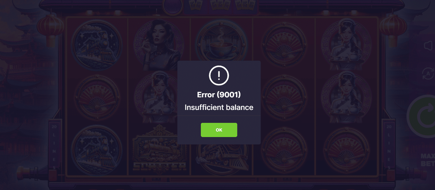 An example of Kingmaker casino not allowing demo mode