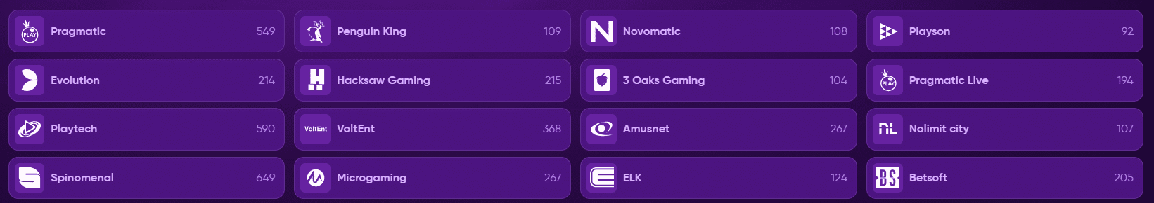 Some of the game providers partnered with Kingmaker casino