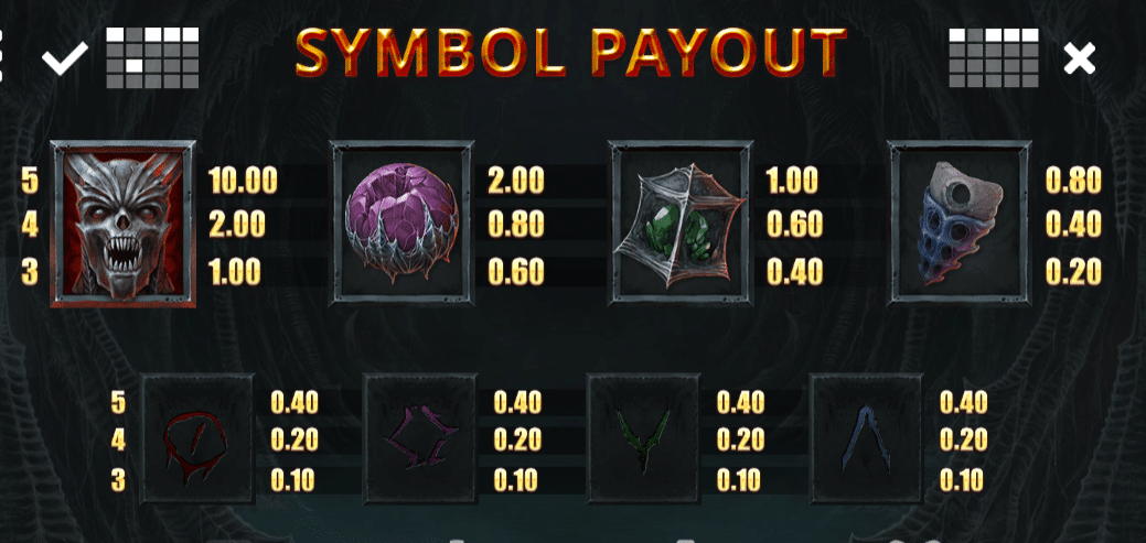 NIghtmaker slot payout table