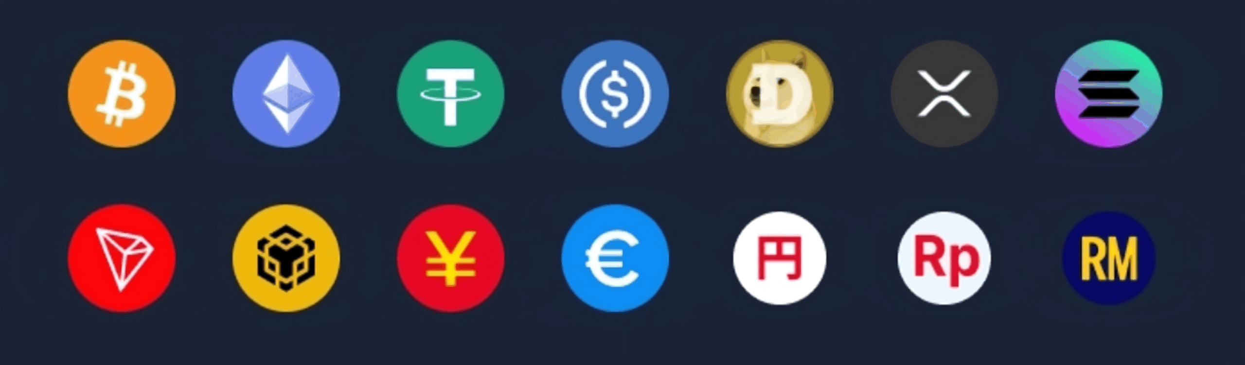 A few of the accepted cryptos at 2UP casino