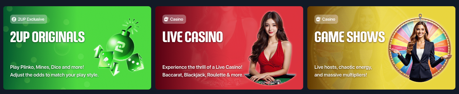 A promo banner for 2UP casino