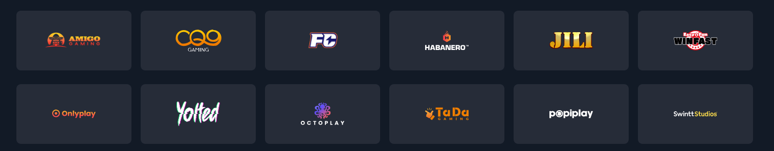 The section of the providers working with 2UP casino