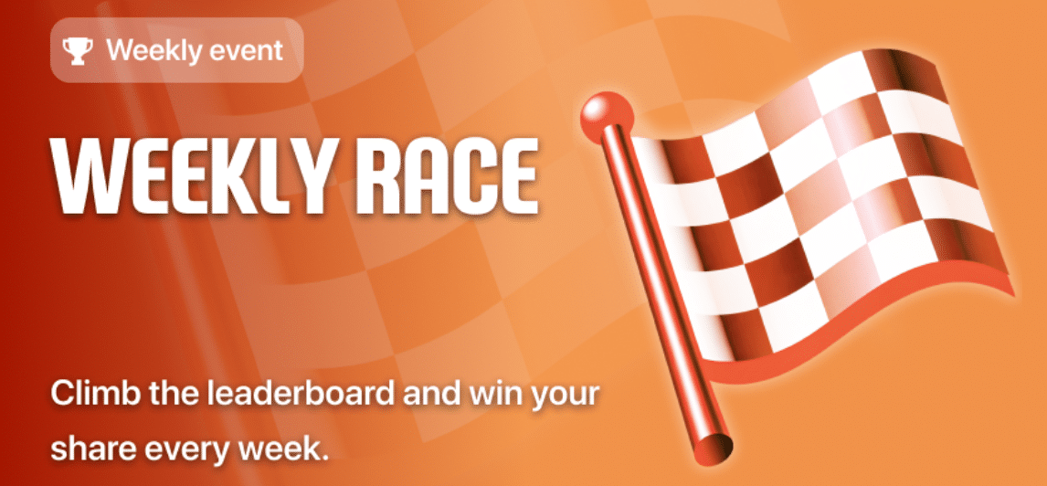 An ad for the weekly races held at 2UP casino