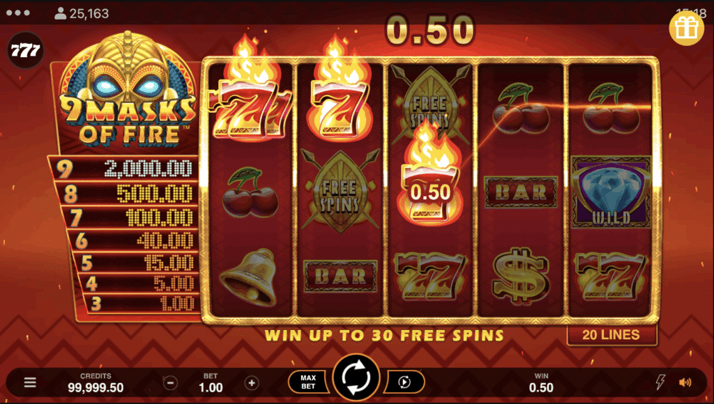 9 Masks Of Fire Slot - Gameburger Studios / Microgaming