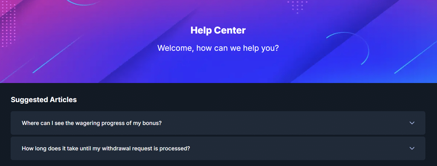 La página del Centro de Ayuda de CasinoBet