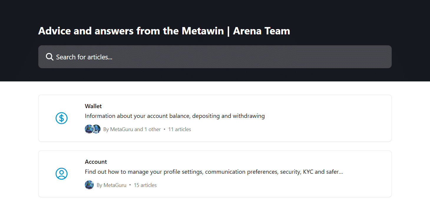 Metawin customer support options