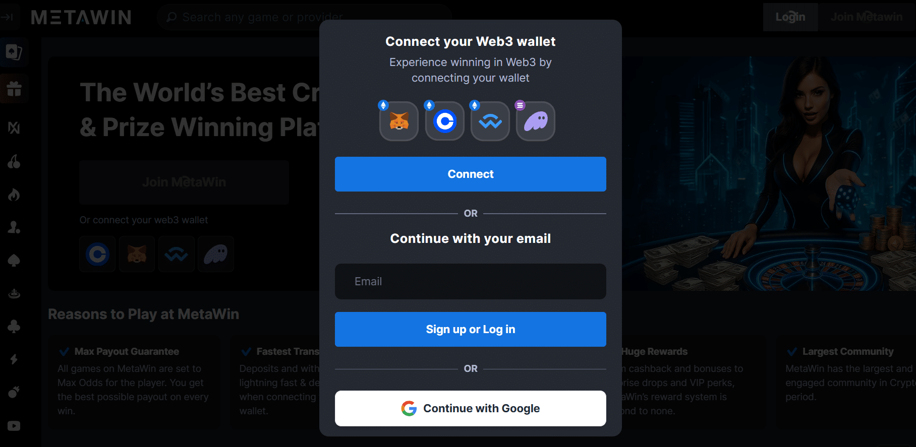 Metawin account registration