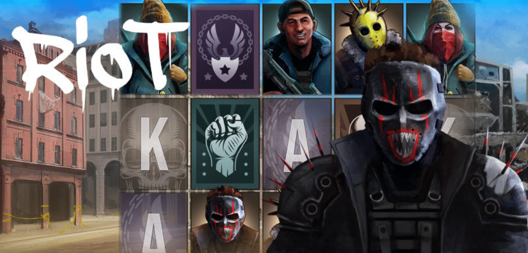 A promotional image for Mascot Gaming's popular slot Riot