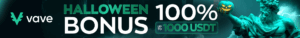 Vave Halloween bonus — 100% match up to 1,000 USDT (regional T&Cs apply)