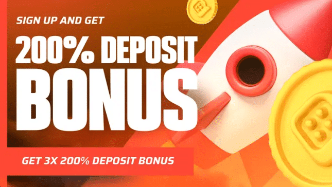 Rollify 200% welcome bonus, valid across your first 3 deposits.