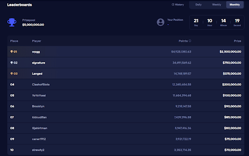 Duel rakeback and leaderboards—figures operator-reported, subject to change.