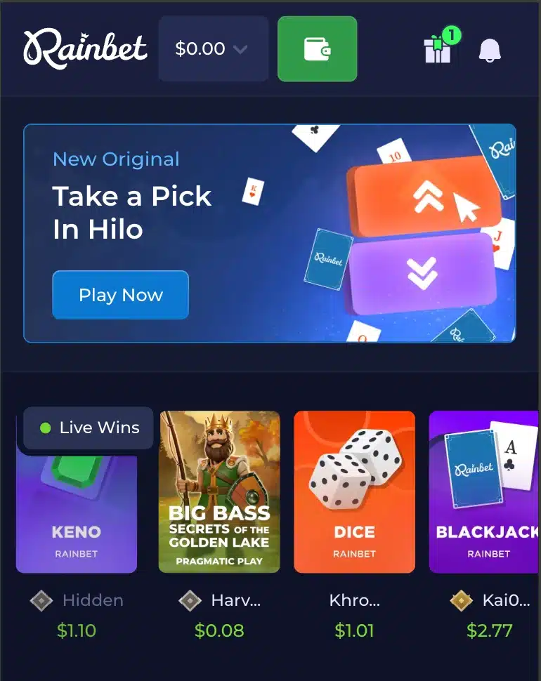 rainbet's mobile casino