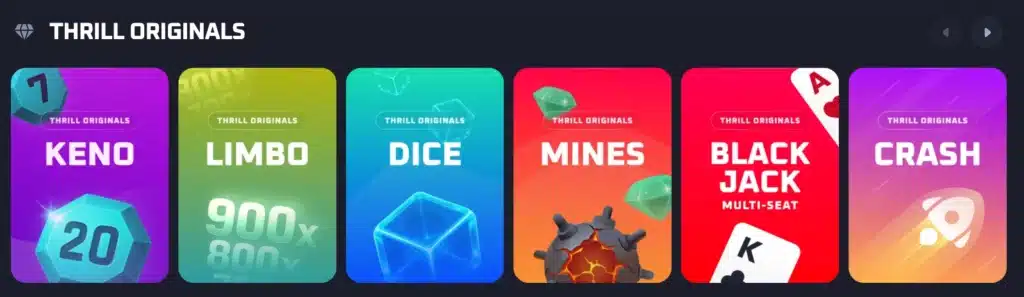 Thrill casino's originals games