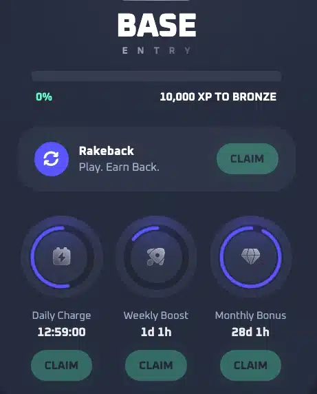 Thrill casino base entry rakeback rewards