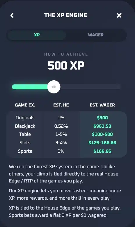 Thrill casino's xp engine