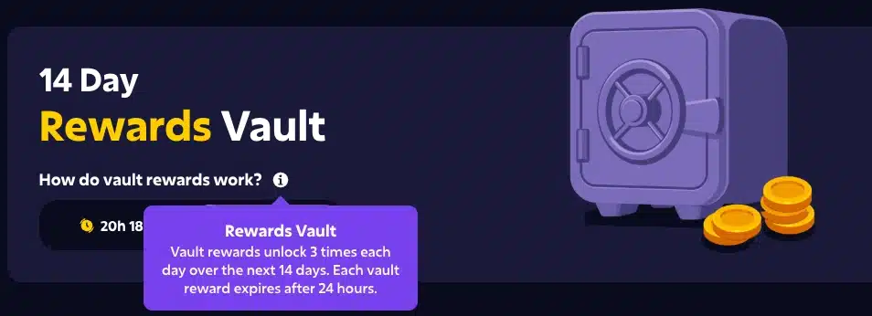 Roobet's rakeback reward vault