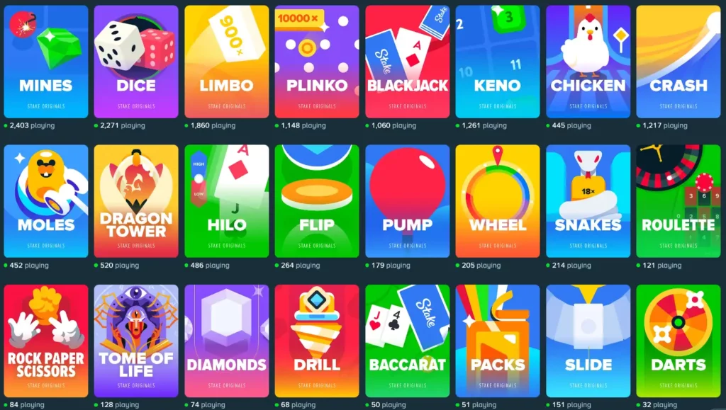 stake's original games lobby